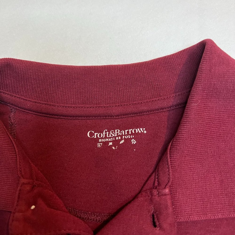 Men's Solid Burgundy CROFT & BARROW Polo Shirt Large *